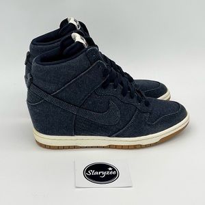 Nike Dunk Sky Hi Essential Hidden Wedge Heel 644877-400 Denim Blue Size 8.5